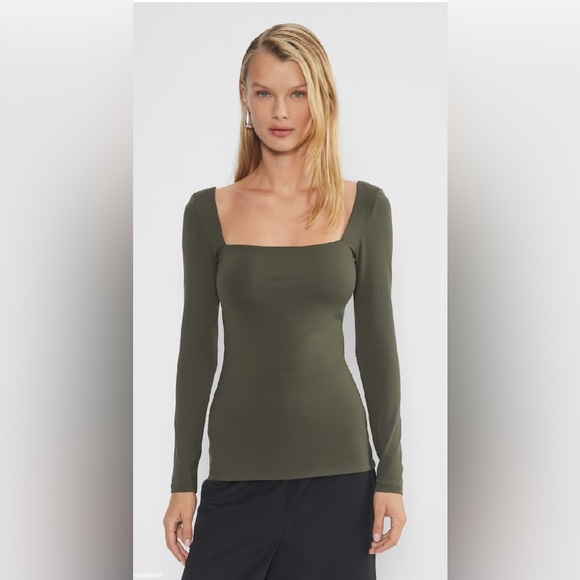 Aritzia Tops - Aritzia Original Contour Squareneck Hip Longsleeve (in Olive Green)